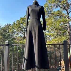 Vintage 60s/70s Black Mockneck Minimalist A-line Mod Maxi Dress XS